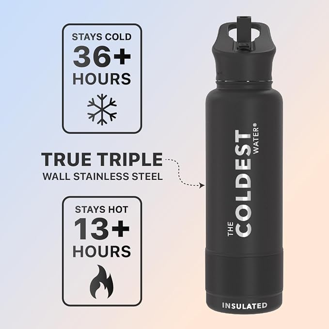 Coldest Sports Water Bottle with Straw Lid Vacuum Insulated Stainless Steel Metal Thermos Bottles Reusable Leak Proof Flask for Sports Gym (40 oz, Into The Beyond)