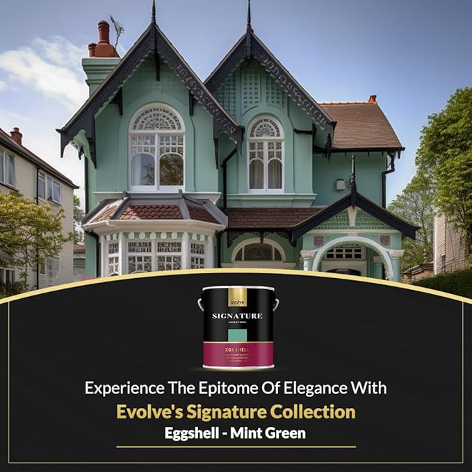 EVOLVE Signature Paint & Primer: Luxury Paint & Primer for Indoor & Outdoor Surfaces, Minimal Odor, Eggshell Sheen (Mint Green, 1 Gallon)