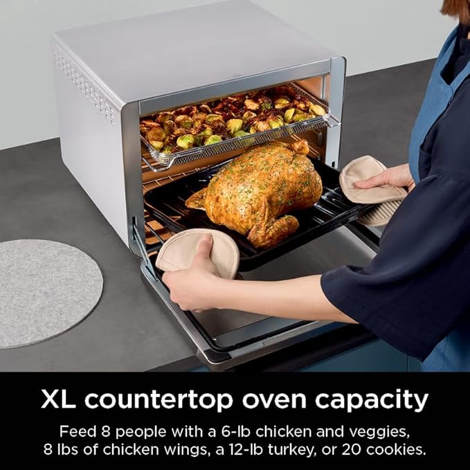 Ninja Prestige Smart XL 10-in-1 Air Fry Digital Countertop Convection Toaster Oven with Air Fry, Air Roast, Broil, Bake, Whole Roast, Pizza, Toast, Bagel, & Reheat, 1800 Watts, Stainless Steel, DT501