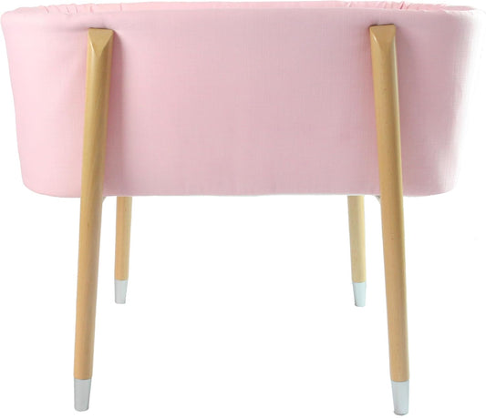 Sova Portable Baby Bassinet, Mid-Century Design with Extra Deep Walls for Newborns and Babies Safety, Includes 2 Fitted Sheets and Padded Mattress (Precious Pink)