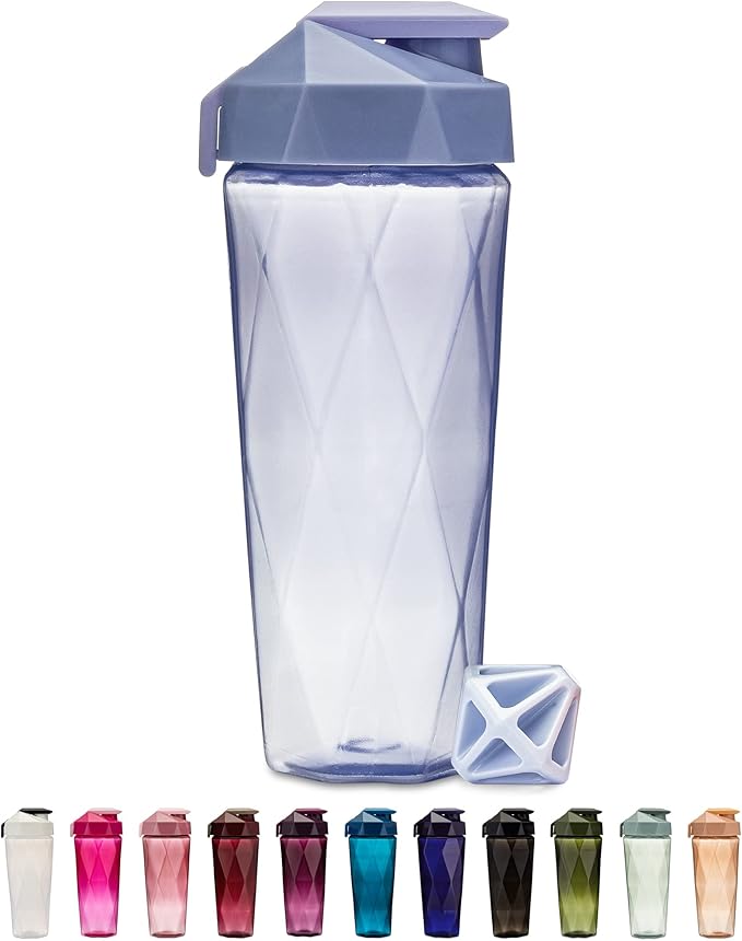 Classic 28oz Blender Shaker Bottle | Protein Shaker Bottle with Diamond Agitator | Shaker Cup with Carrying Handle and Dishwasher Safe | Light Blue - 28-Ounces