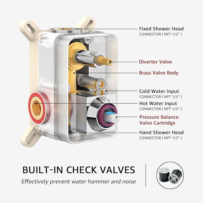 KOJOX Shower System with High Pressure 10 Inch Rainfall Shower Head, Handheld Shower head and Shower Faucet Trim, Rain Mixer Shower Set Wall Mounted Chrome（Valve Include）