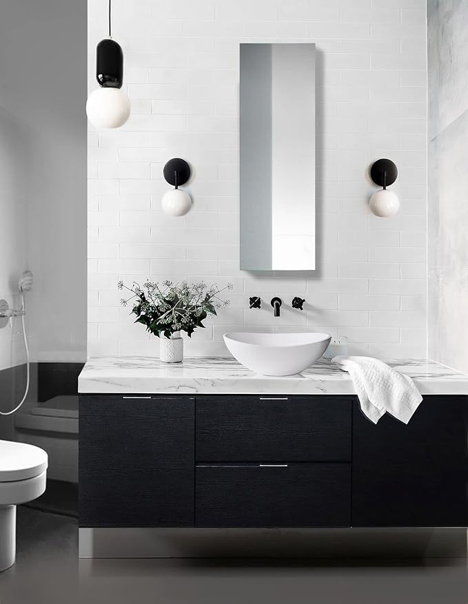 Krugg Medicine Cabinet | Recess or Surface Mount | Blum Hinge 170 Degree Soft Close|(12"x36")