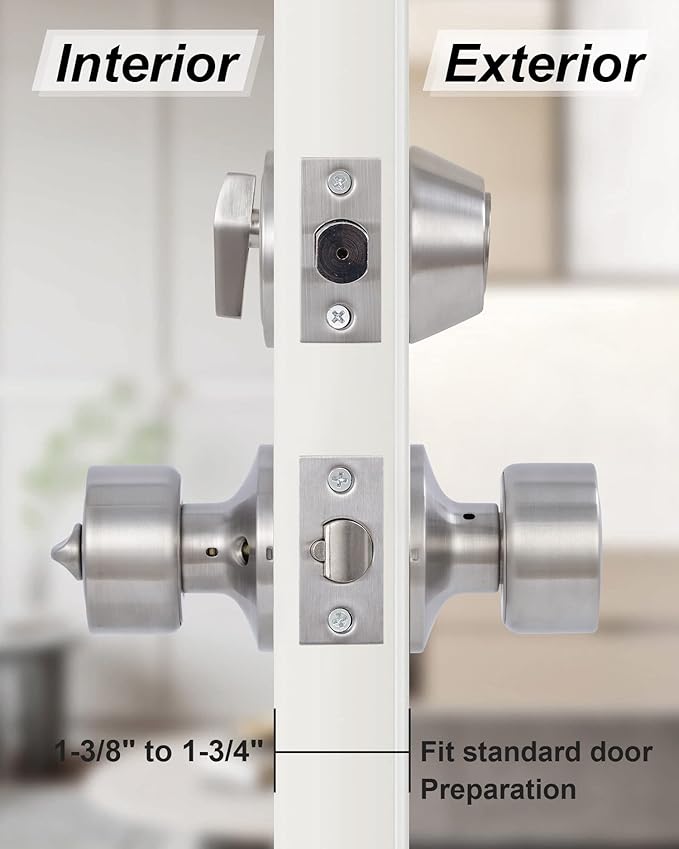 Lanwandeng 4 Sets Keyed Alike Entry Door Knobs and Single Cylinder Deadbolt Lock Combo Set Security for Entrance and Front Door, All Keyed Same Door Lock with Classic Satin Nickel Finish