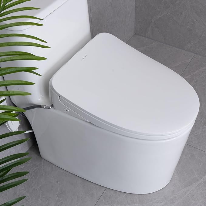 Auto Open Close Bidet Toilet Seat, Elongated with Endless Warm Water, Seat Heating, Night Light, Warm Air Dryer, Advanced Bidet Attachment for Toilets