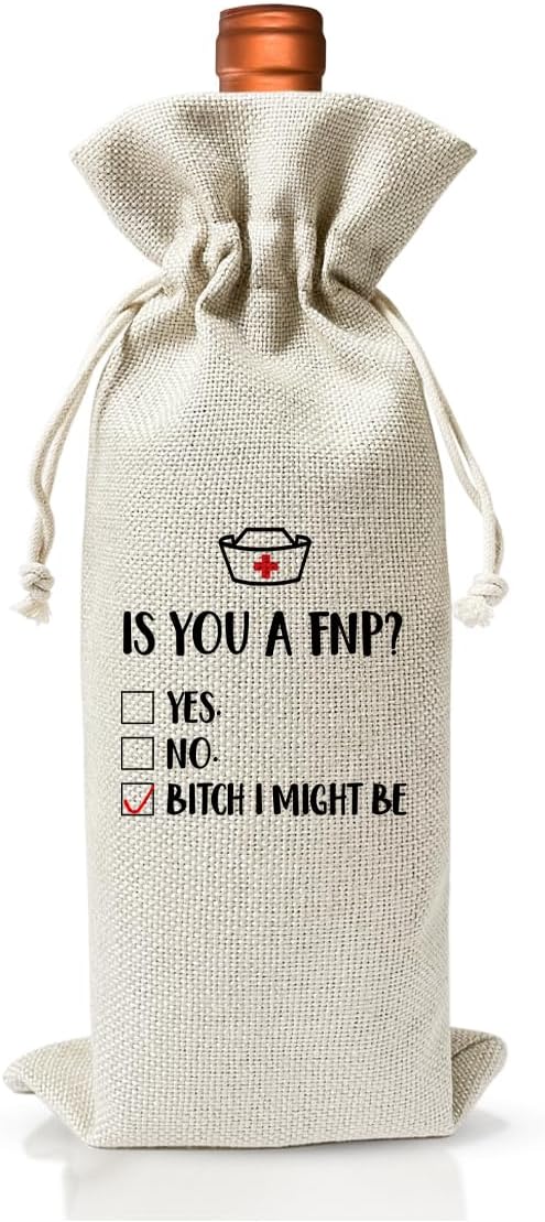 FNP Graduation Gift Wine Bag For Women Her Nurse Pharmacist Practitioner NP, Funny Nurse Day Week Gift Bag, Med School Farewell Graduation Party Supply, Office Decoration, Is You A Fnp?