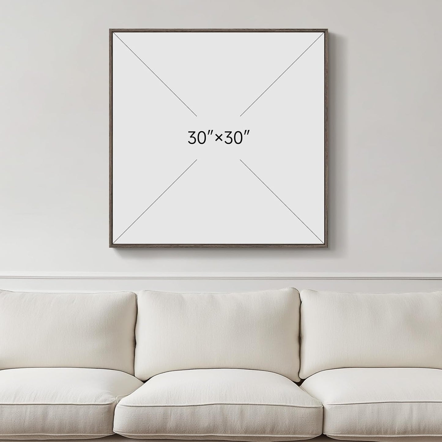 Framed Sage Green Abstract Wall Art, Modern Canvas Prints Artwork for Walls, Square Minimalist All Green Abstract Pictures for Living Room, Hallway, Fireplace, Bedroom, Home Office Wall Decor 30x30 In