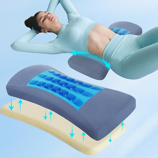 Gel Lumbar Support Pillow for Sleeping with Adjustable Pad Relief Lower Back Pain: Cooling Back Support Pillow for Bed - Ergonomic Memory Foam Wedge Bolster Pillow for Side, Back and Stomach Sleepers