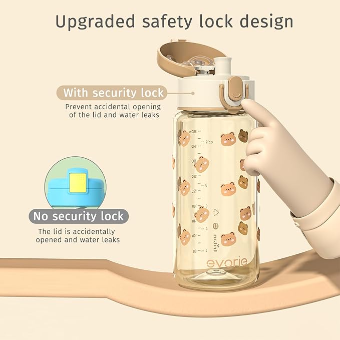 Evorie Tritan Kids Water Bottle for School No Straw 13oz BPA Free Plastic Sports Bottle Reusable Lightweight Leak Proof Travel Drinks Bottle Spout Drinking Cup Running Flip Top
