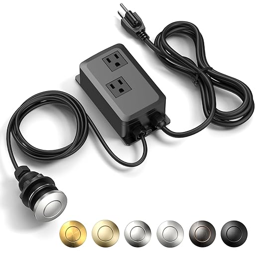 Garbage Disposal Air Switch Kit -Professional- Dual Outlet, Sink Top Waste Disposer On/Off, Garbage Disposal Button, UL Listed