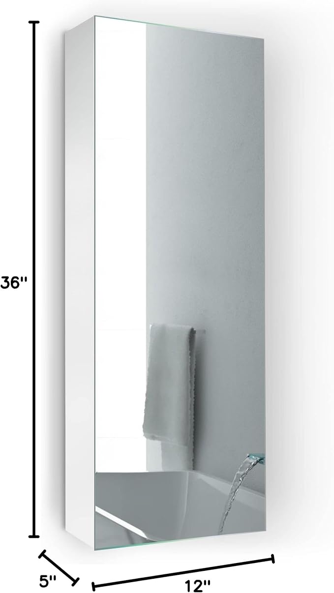 Krugg Medicine Cabinet | Recess or Surface Mount | Blum Hinge 170 Degree Soft Close|(12"x36")