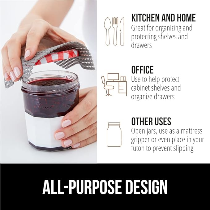 Gorilla Grip powerGRIP Drawer Shelf and Cabinet Liner, Thick Strong Hold, Non-Adhesive Liners Protect Kitchen Cabinets and Cupboard, Bathroom Drawers, Easy Install, Breathable Mat, 20" x20', Gray