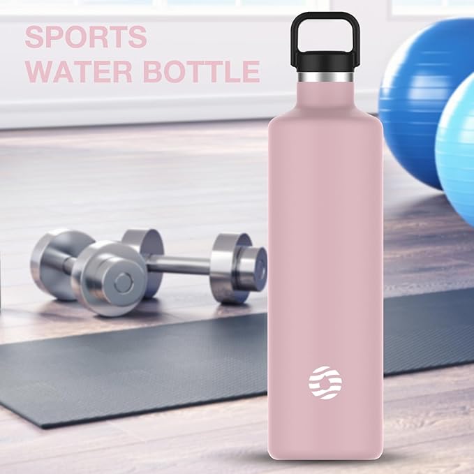 60oz Water Bottle with Carrier Bag, Large Insulated Water Bottle, Stainless Steel Water Bottles, Double Walled Insulated Thermo for Hot Drinks/Cold Drinks, Great for Gym, Hiking, Camping (Light Pink)
