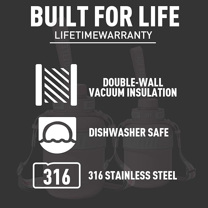 Stainless-Steel Water Bottle: Leakproof Lid, Perfect Sip, Double Insulated, Eco-Friendly, Dishwasher Safe & Stylish Strap (Coral, 32 oz)