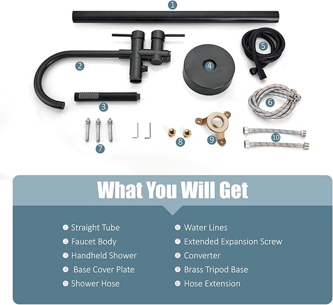 Aolemi Floor Mount Bathtub Faucet Freestanding Tub Filler Standing High Flow Shower Faucets Shower Mixer Taps, Swivel Gooseneck Spout with Cylinder Handheld Oil Rubbed Bronze