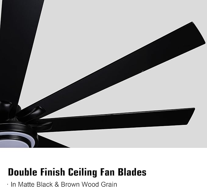 NicBex Ceiling Fan 72 Inch Indoor Modern Ceiling Fans with Integrated LED Light and Remote Control Metal Ceiling Fan with 8 Wood Blades for Living Room, Bedroom, Matte Black