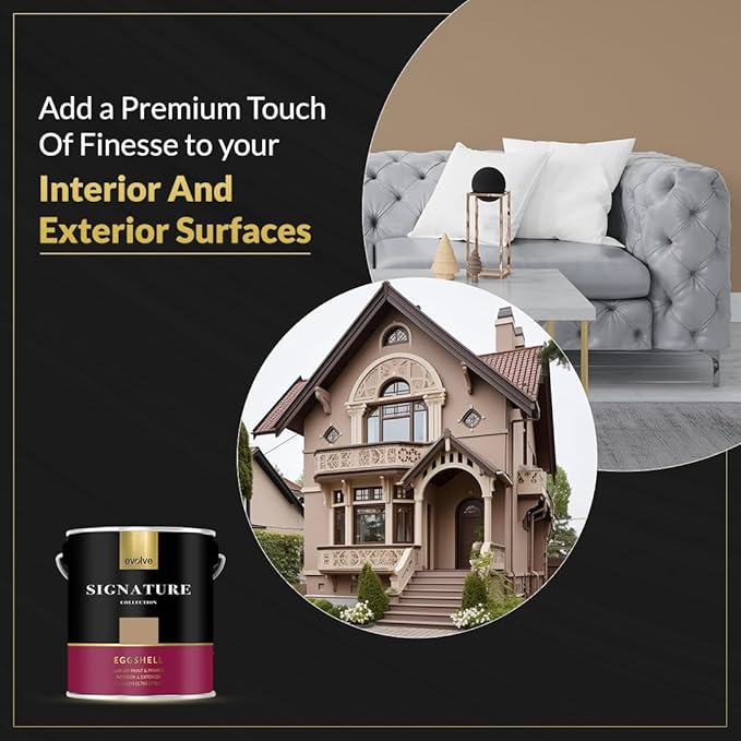 EVOLVE Signature Paint & Primer: Luxury Paint & Primer for Indoor & Outdoor Surfaces, Minimal Odor, Eggshell Sheen (Café Latte Brown, 1 Gallon)