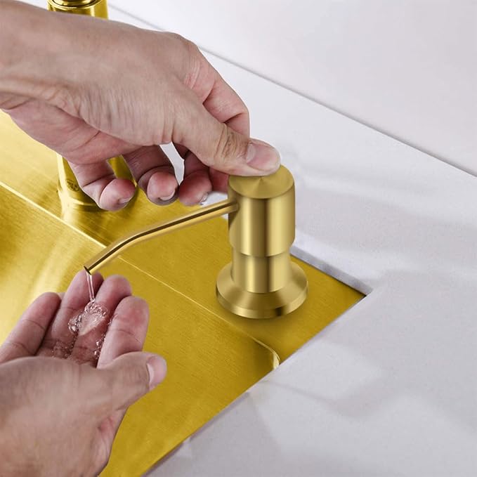 Soap Dispenser for Kitchen Sink, Countertop Sink Soap Dispenser Pump, 47" Silicone Extension Tube Connect to The Soap Bottle Directly, Say Goodbye to Frequent Refills (Golden)