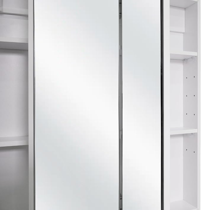 Design House Cyprus 36-in. Wide Medicine Cabinet, 3 Frameless Mirrored Doors, Pre-Assembled, Surface or Recess Mounted, White Clear, 36.3 in. W x 4.4 in. D x 30.1 in. H, 597500
