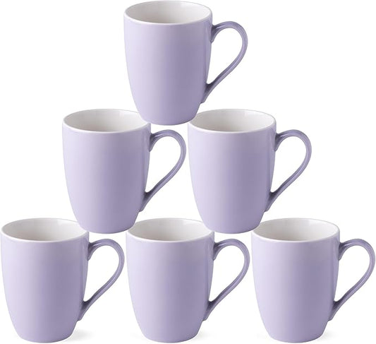 GBHOME 16oz Coffee Mugs Set of 6, Large Ceramic Coffee Mugs for Man, Woman, Dad, Mom, Modern Coffee Mugs Set with handle for Tea/Latte/Cappuccino/Milk/Cocoa. Dishwasher&Microwave Safe,Puple