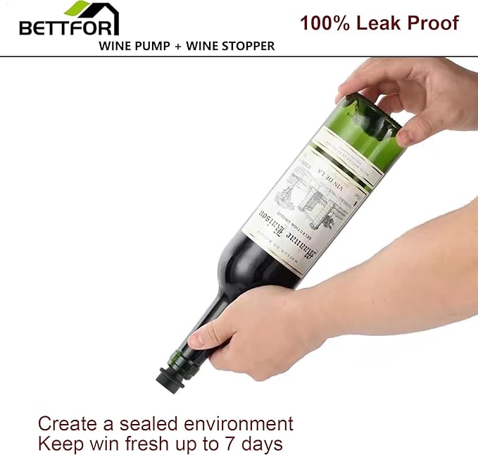Wine Saver Pump with 8 Vacuum Wine Stoppers, Wine Bottle Stoppers with Food Grade Silicone Leak proof Keep Fresh Suitable for All Standard Wine Bottles