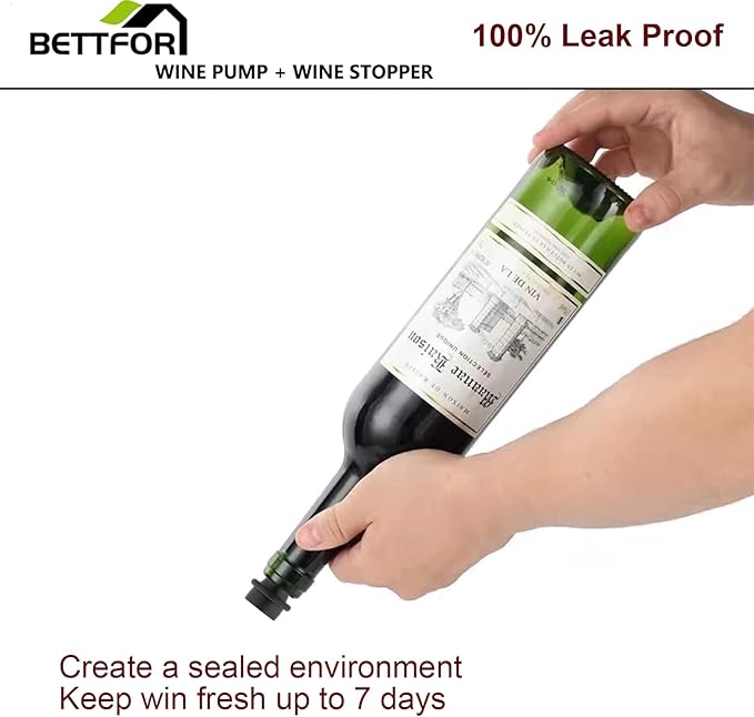 Wine Saver Pump with 4 Vacuum Wine Stoppers, Wine Bottle Stoppers with Food Grade Silicone Leak proof Keep Fresh Suitable for All Standard Wine Bottles