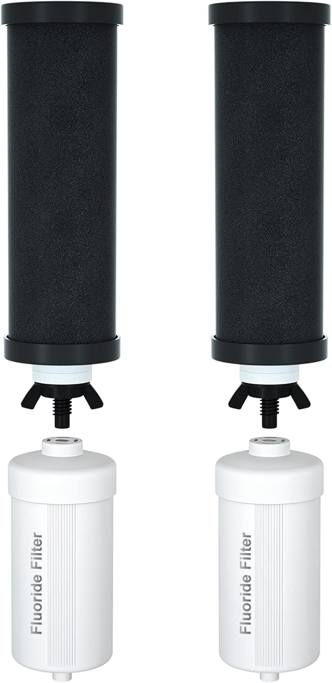 Purewell Filter Elements Set, Replacement Filters for PB-2 Black Filters & FL-2 Fluoride Filters, Suitable for Other Gravity Water Filter System