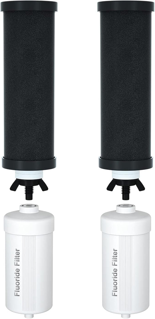 Purewell Filter Elements Set, Replacement Filters for PB-2 Black Filters & FL-2 Fluoride Filters, Suitable for Other Gravity Water Filter System