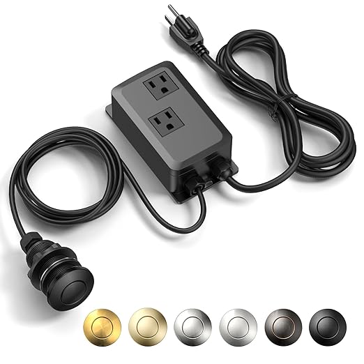 Garbage Disposal Air Switch Kit -Professional- Dual Outlet, Sink Top Waste Disposer On/Off, Garbage Disposal Button, Brass Made Cover, UL Listed