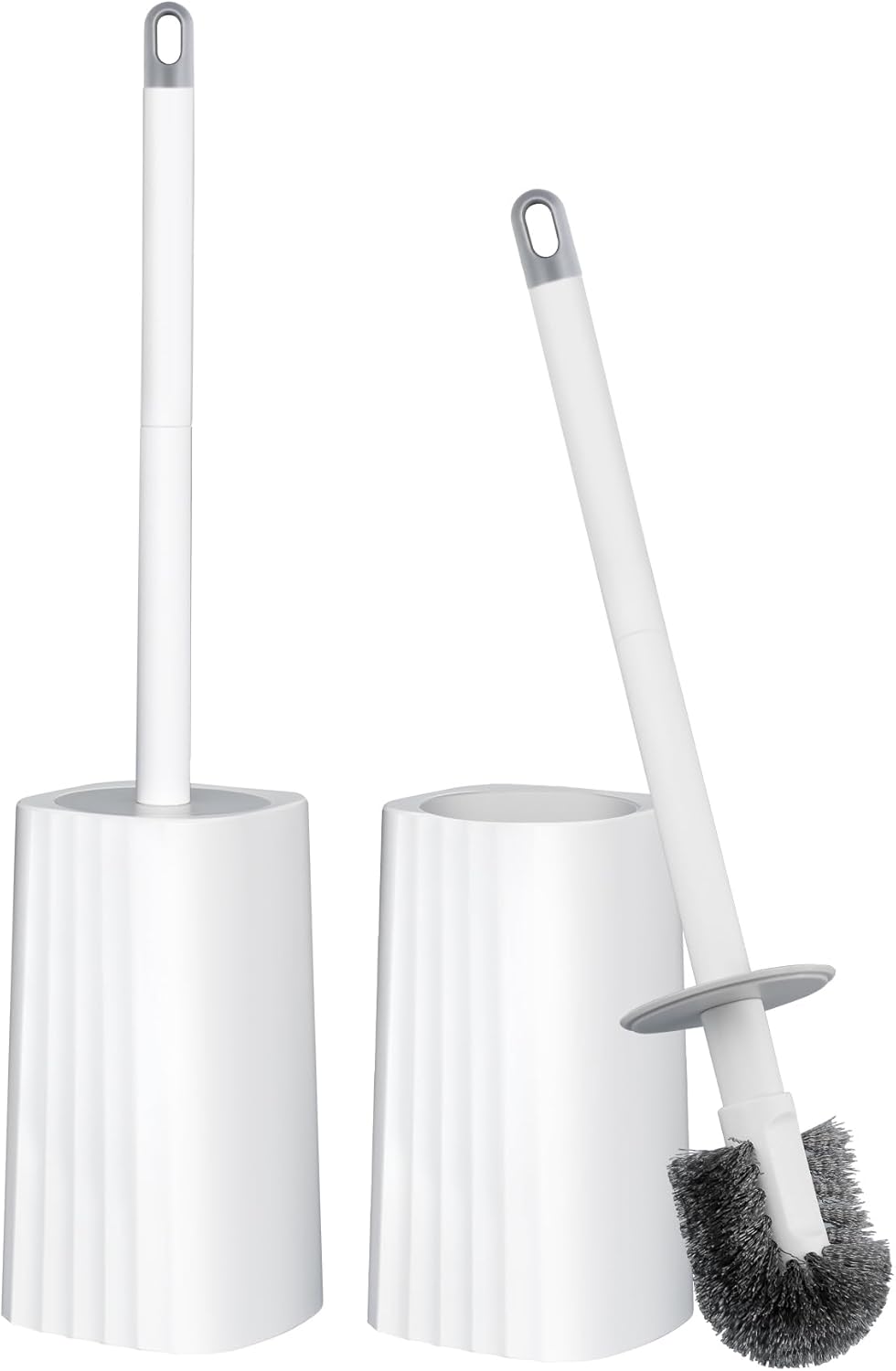 Toilet Brush & Holder Set, 2 Pack Toilet Brushes for Bathroom with Holder, Lightweight Plastic Handle, Space Saving for Storage, Deep Cleaning, Drip-Proof, Easy to Assemble