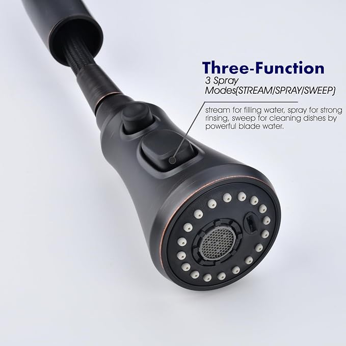 Black Kitchen Faucet with Pull Down Sprayer Stainless Steel Single Handle Pull Out Spring Sink Faucets 1 Hole Or 3 Triple function campers, RVs, laundry rooms, and kitchen countertops or bar counter.