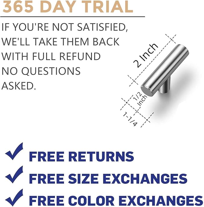 Ravinte 10 Pack | 2" Cabinet Pulls Brushed Nickel Stainless Steel Kitchen Cupboard Drawer Pulls Cabinet Handles 2 Inch Length with Mounting