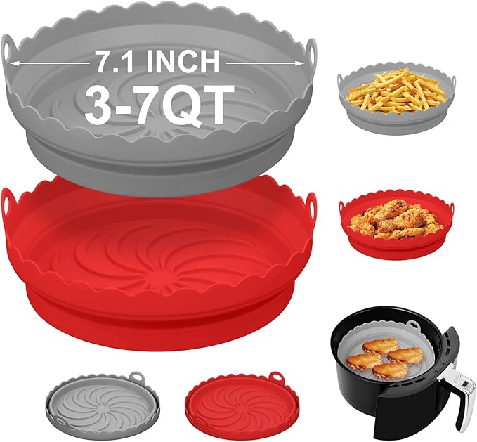 Air Fryer Silicone Liners for Ninja Air Fryer, Air Fryer Silicone Pot for Ninja AF101 Air Fryer and Ninja Air Fryer Pro 4-in-1 with 5 QT Capacity