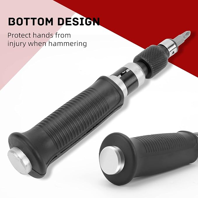 1/2" Hand Manual Reversible Impact Driver Set Extractor-12 PCS Impact Screwdriver S2 Steel Much More Durable Disengage Rusted Fasteners (1/4)