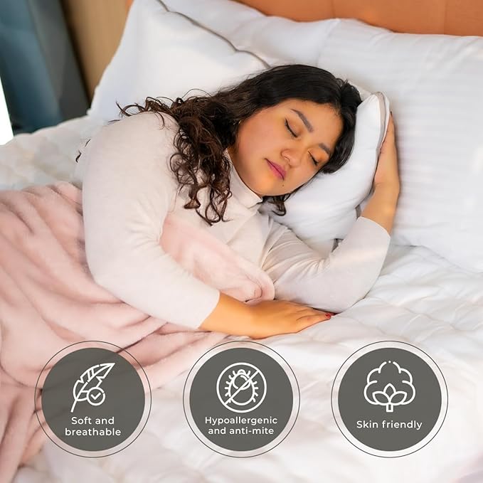 Set of 2 Bed Pillows for Sleeping Queen Size | Luxury Hotel Quality Gusseted Pillow | Premium Alternative Microfiber Filled | Pillow for Back, Stomach or Side Sleepers