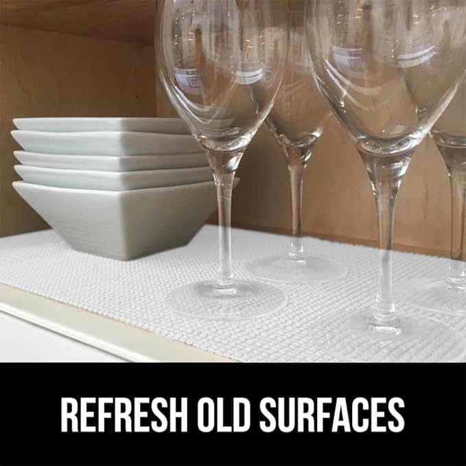 Gorilla Grip powerGRIP Drawer Shelf and Cabinet Liner, Thick Strong Hold, Non-Adhesive Liners Protect Kitchen Cabinets and Cupboard, Bathroom Drawers, Easy Install, Breathable Mat, 20" x20' Snow White