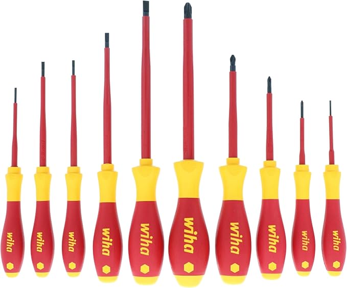 Wiha 32093 Slotted and Phillips Insulated Screwdriver Set, 1000 Volt, 10 Piece