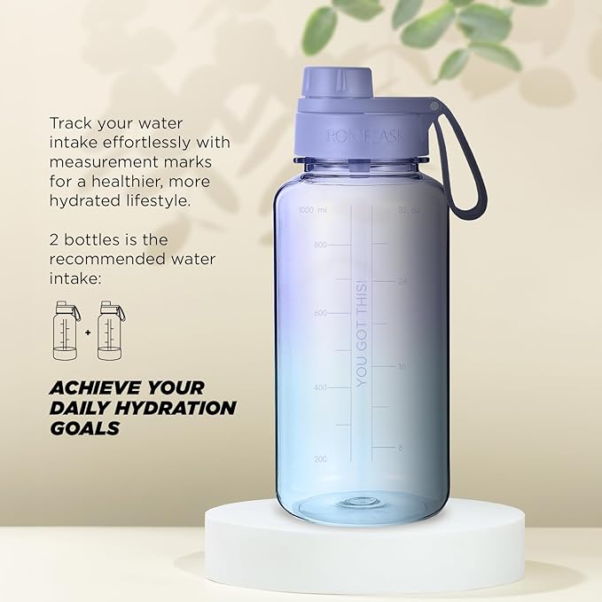 IRON °FLASK Clear Tritan Trekker Water Bottle with Chug Lid & Rubber Boot - Leak Proof & Lightweight for Gym, Hiking, Sports - Dishwasher Safe, BPA Free Plastic - Cotton Candy, 32 Oz