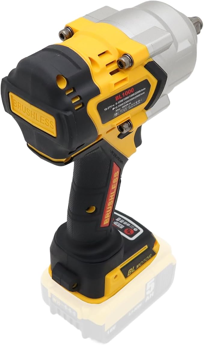FSYO BL1000 Cordless Impact Wrench Replacement-for-dewalt-rotary hammer, 1/2" Drive, 1000Nm Torque, Brushless Motor, LED Light, 4-Stage Torque Settings, (No Battery/Charger Included)