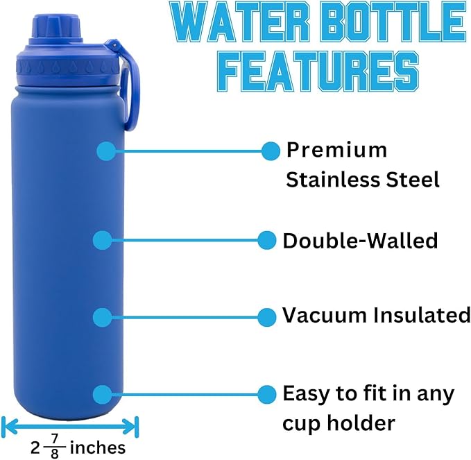 University of Florida Water Bottle - Blue Double Walled Stainless Steel 24 oz Keeps Drinks Cold or Hot