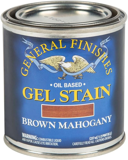 General Finishes Oil Base Gel Stain, 1/2 Pint, Brown Mahogany