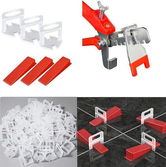 401PCS TMKOOL Tile Leveling System 1/16" Kit with Tile Plier 300pcs Tile Spacers Clips With 100pcs Reusable Wedges Tile Tools Set for Professional Ceramic Stone Installation (1/16" Combo)