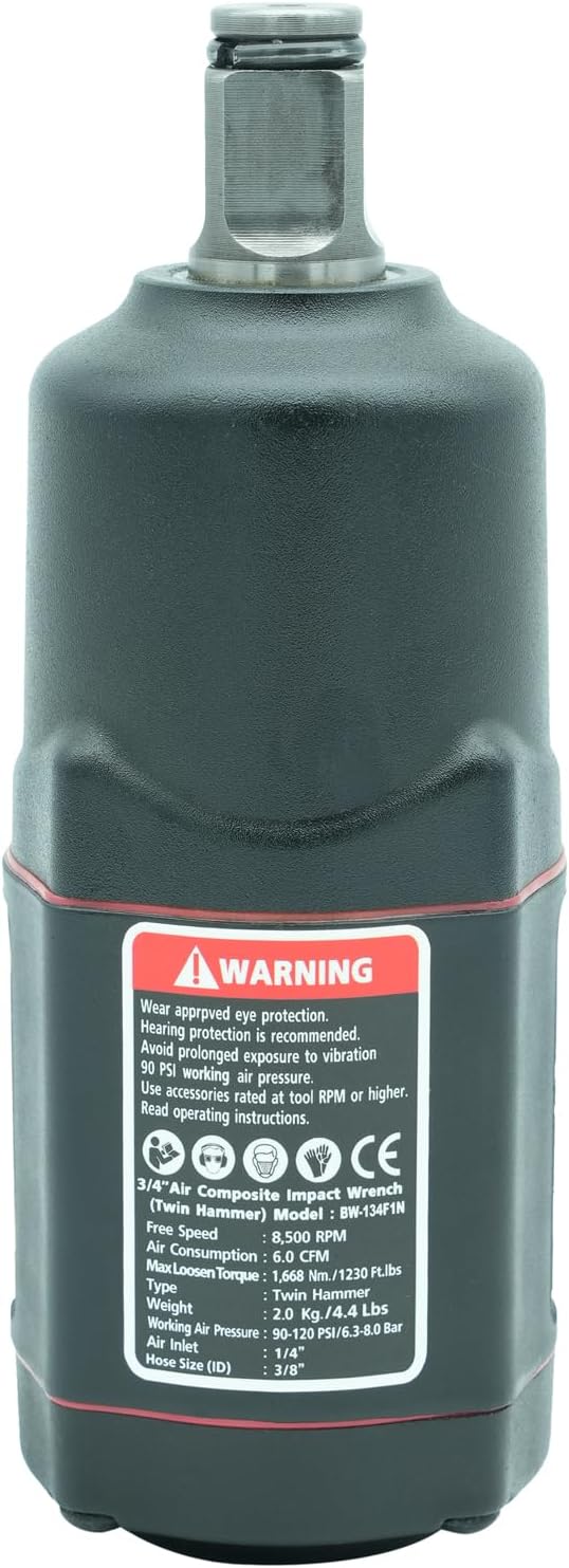 BESWELL® 3/4-Inch Light weight mini size Air Impact Wrench with Up to Real 1230 Foot-Pounds Max Loosen Torque Output