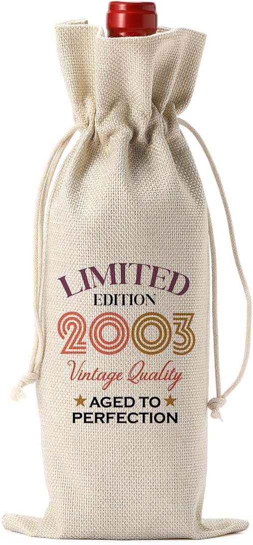 Happy 21st Birthday Party Decorations for Her Him, Cool 21st Birthday Gifts for Her Him Wine Bag, Unique 21 Year Old Birthday Gifts for Her Women, Limited Edition 2003 Wine Bags