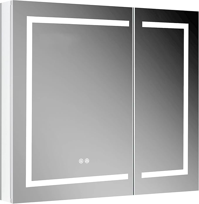 Blossom LED Mirror Medicine Cabinet with Lights, 36x32 Inch | LED Lighted Bathroom Medicine Cabinet | Recessed or Surface with Defogger, 3 Color Dimmer | Makeup Mirror | 36"x32"