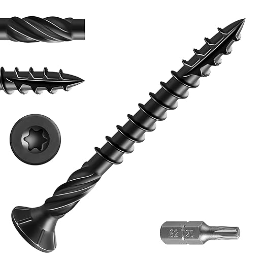 #8 * 2" Black Deck Screws, (311pcs) 2 lbs.Exterior Wood Screws, Rust Resistant epoxy Coated, Bronze, T20 Star Bit