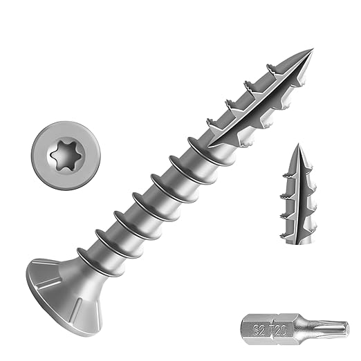 #8 * 1-5/8" 304 Stainless Steel Deck Screws, (440pcs) 2 lbs.Exterior Wood Screws, Rust Resistant epoxy Coated, Bronze, T20 Star Bit