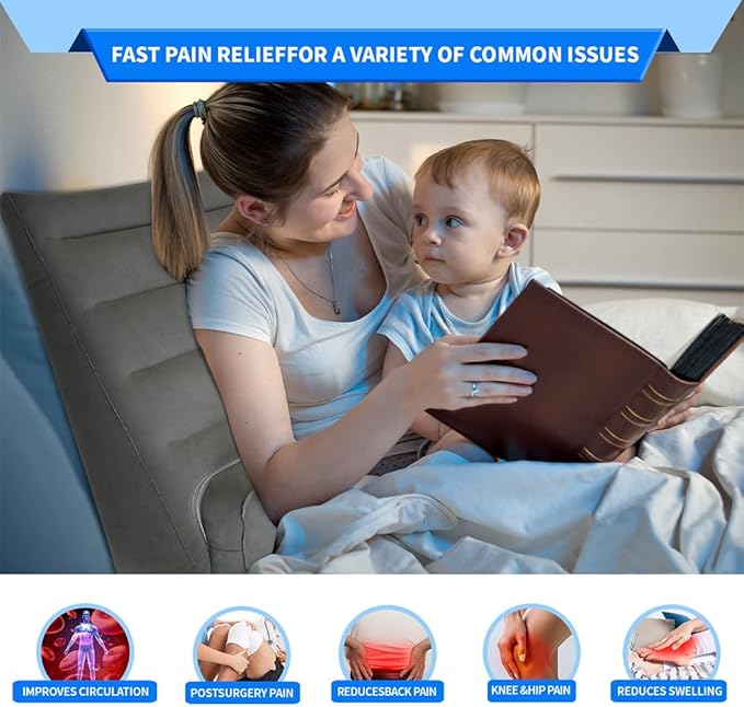 Nevife Inflatable Triangle Bed Wedge Pillow-Fast Inflating/Deflation Valve-Portable Travel Leg Elevation,Adjustable Incline Pillow for Back Support,Sleeping, Acid Reflux,Snuoring,Footrest