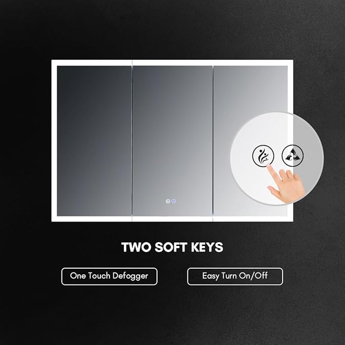 Blossom LED Lighted Mirror Medicine Cabinet, 48x32 Inch | Wall Mounted Recessed or Surface Bathroom LED Medicine Cabinet with Mirror, Makeup Mirror with Lights | Defogger, 3 Color Dimmer