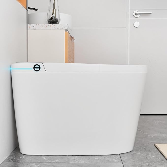 WinZo Smart Toilet, Tankless Toilets with Heated Seat, Auto Open & Close, Smart with Bidet Built In ADA Chair Comfort Height, Dryer and Warm Water Sprayer, Featuring Foot Sensor and Grey LED Display